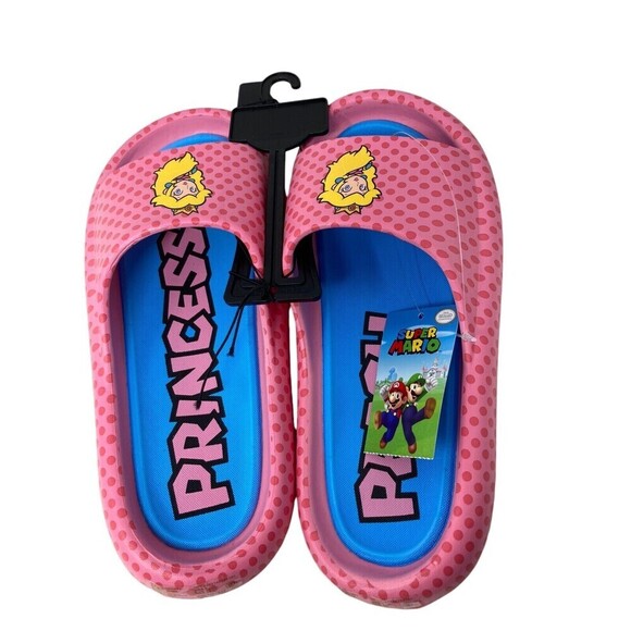 Princess Peach Slides Women's Size 11 Pink Polka Dot Nintendo Ground Up - Picture 2 of 7